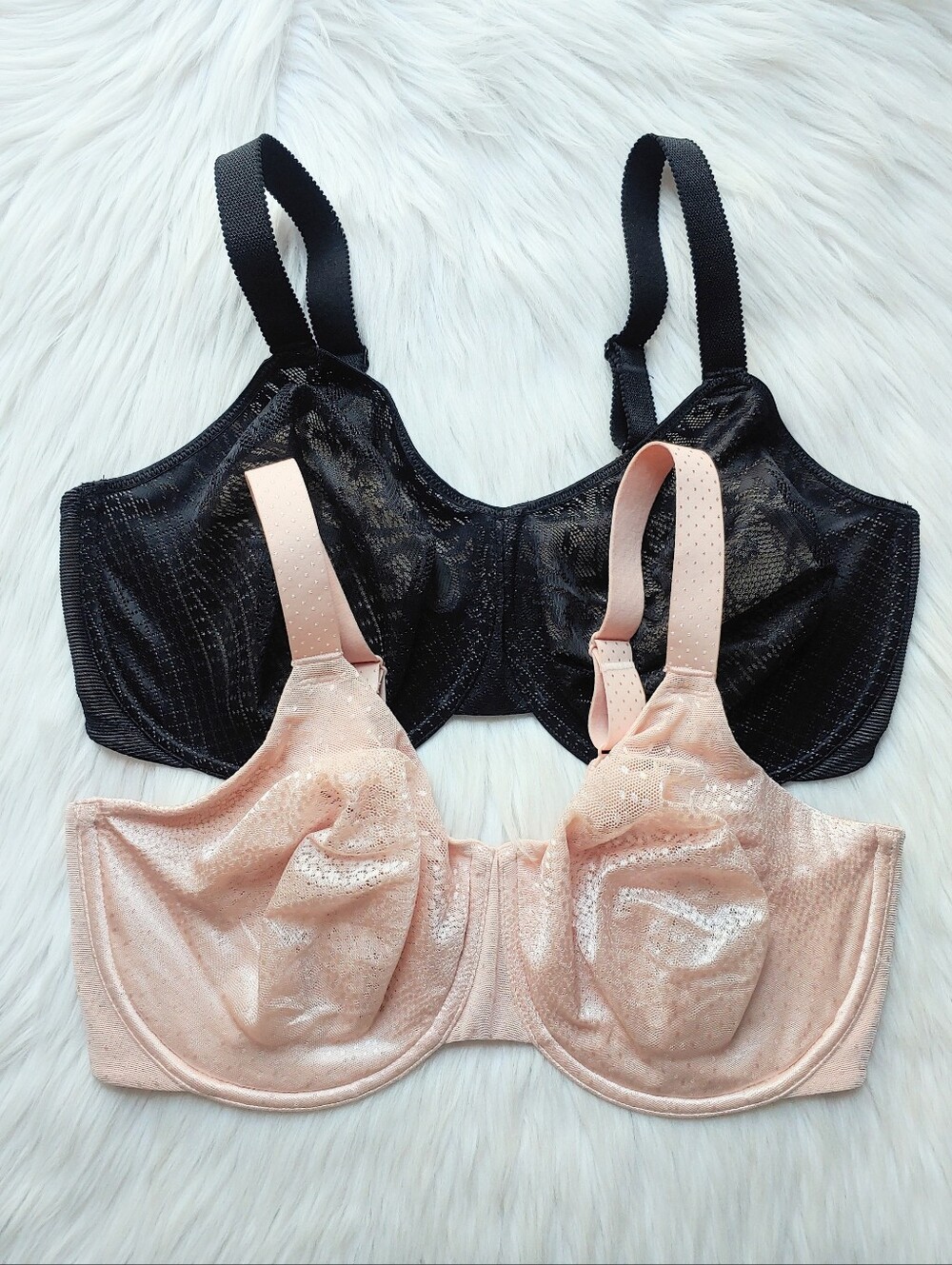 Wacoal Minimizer & Smoothing Unlined Underwire Bras in Black & Light Pink, 38G